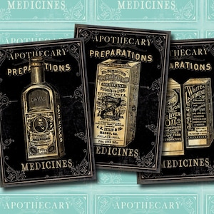 0171 Vintage Medicine - Digital Collage Sheet Download. 8 Images placed on 2 sheets, A4 size, ready for printing.