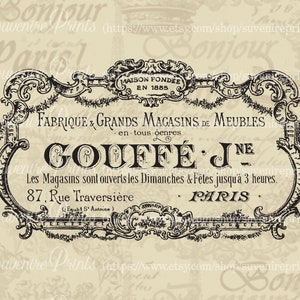 0206 French Sign - Vintage Style - For Transfer - For Fabric - Napkin - Burlap - Png - Jpeg