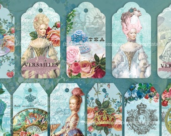 0180 MARIE ANTOINETTE Tags - Shabby Chic Gift TAGS for any occasion - Digital Collage Sheet Download |