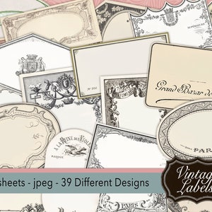 0228 Vintage Apothecary Labels - 4 A4 - 39 different labels - Digital collage sheet - Instant Download -