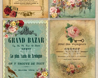 French Vintage Ad - Digital Collage Sheet Printable download digital image vintage scrapbooking