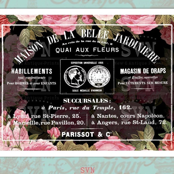 Maison de la Belle Jardiniere - Art Print 8"x10" -  Image Printable - Shabby Chic - Instant Download