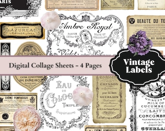 22 Vintage Apothecary Labels. Create unique projects with these designs for your scrapbook and gifts.