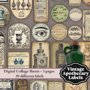 The Secret Apothecary: 33 Vintage Labels. Unlock a world of mystery for your junk journals and scrapbooks!