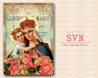 Virgin Mary and Baby Jesus - Art Print 8"x10" - Catholic Inspiration - Religious Image Printable