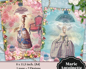 Shabby Chic - María Antonieta - Collage Digital Hoja descarga para imprimir imágenes digitales scrapbooking