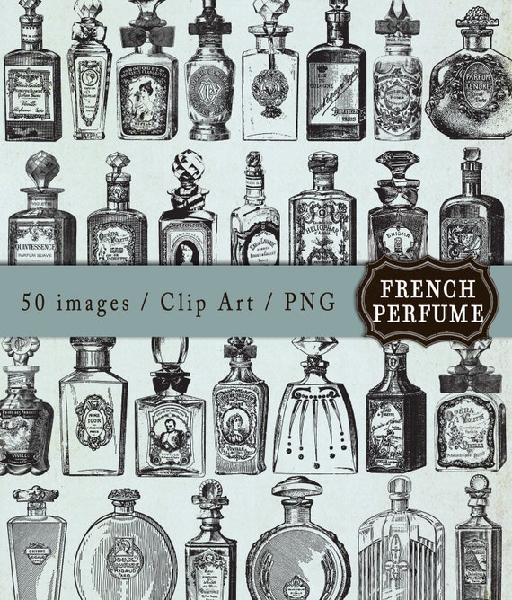 Vintage Perfume Bottles Clip Art Png 50 Different Etsy
