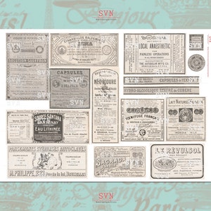 Antique European Apothecary Labels 1 A4 digital collage sheet Instant Download image 2