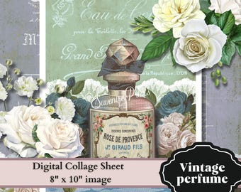 0186 French Perfume  - 8" x 10" image - Image Printable Digital Collage Sheet Download.