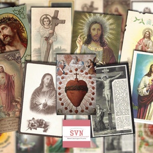 24 estampitas vintage - JESÚS CRISTO - Descargar hoja de Collage Digital imprimible