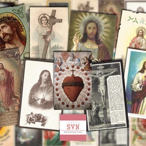 24 estampitas vintage - JESÚS CRISTO - Descargar hoja de Collage Digital imprimible