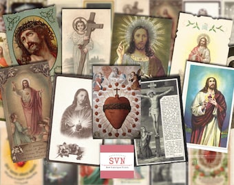 24 estampitas vintage - JESÚS CRISTO - Descargar hoja de Collage Digital imprimible