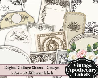 39 Vintage Apothecary Labels: The Ultimate Collection. The perfect kit for your scrapbooking and DIY projects.