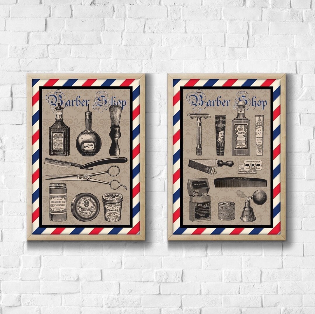 0178 Vintage Barber Elements - 2 A4 Image - Digital Collage Sheet ...