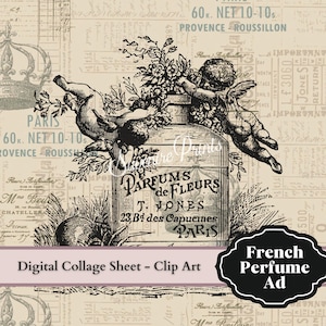 0139 - Französische Parfüm Werbung - Perfume de Fleurs T. Jones - Png - Jpeg - eps -Instant Download