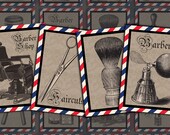Barber Shop - 2 Printable Sheets of ATC Cards - Digital Collage Sheet - Ideal for Scrapbooking