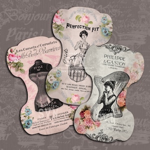 Corset Lace Holder Set - Victorian Style - digital collage sheet - Instant Download - 8 different Styles