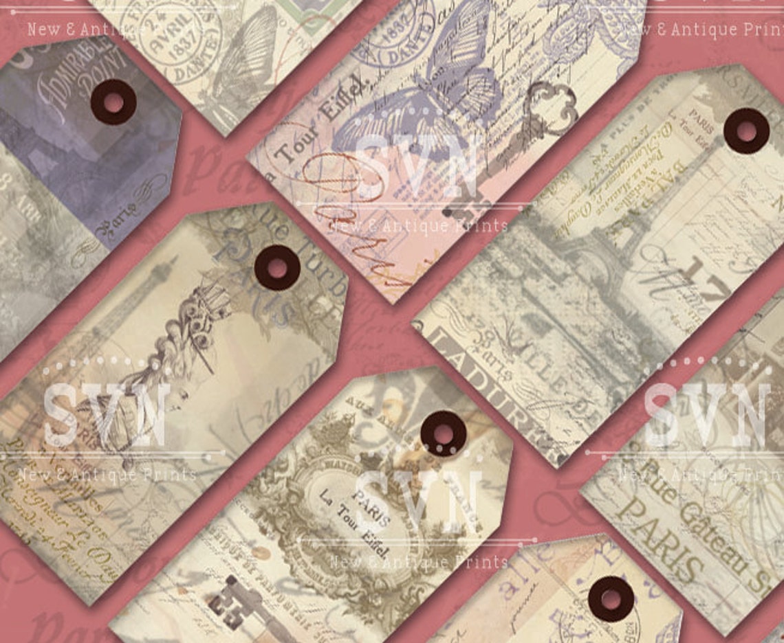 Printable VINTAGE PARIS Shabby Chic Gift TAGS for Any Occasion | Etsy