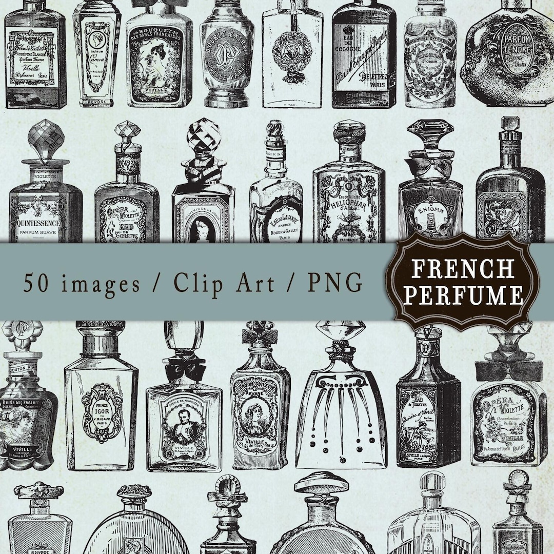 0198 Frascos de perfume VINTAGE - Clip Art - PNG - 50 elementos diferentes  - Imagen digital imprimible para descargar - Etsy México, image size:1080x1080