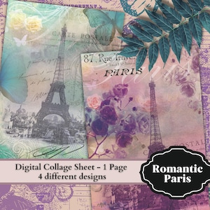 0009 - Paris - Eiffel Tower - Digital Collage Sheet Printable download digital image vintage scrapbooking