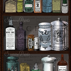 0161 - Apothecary Cabinet - Medicines -  Bottles - Vintage Style - Digital Collage Sheet Download - Instant Download - 1 A4