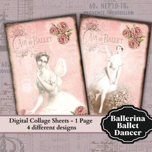 Ballerina Ballet Dancer Digital Collage Sheet Download | Printable download digital image vintage scrapbooking