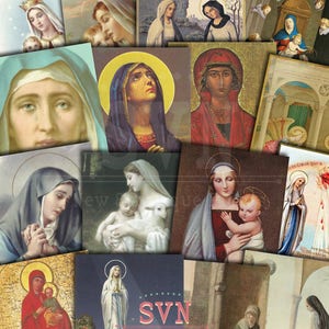 Virgin Mary ATC CARD - Santini - Foglio collage digitale scaricabile