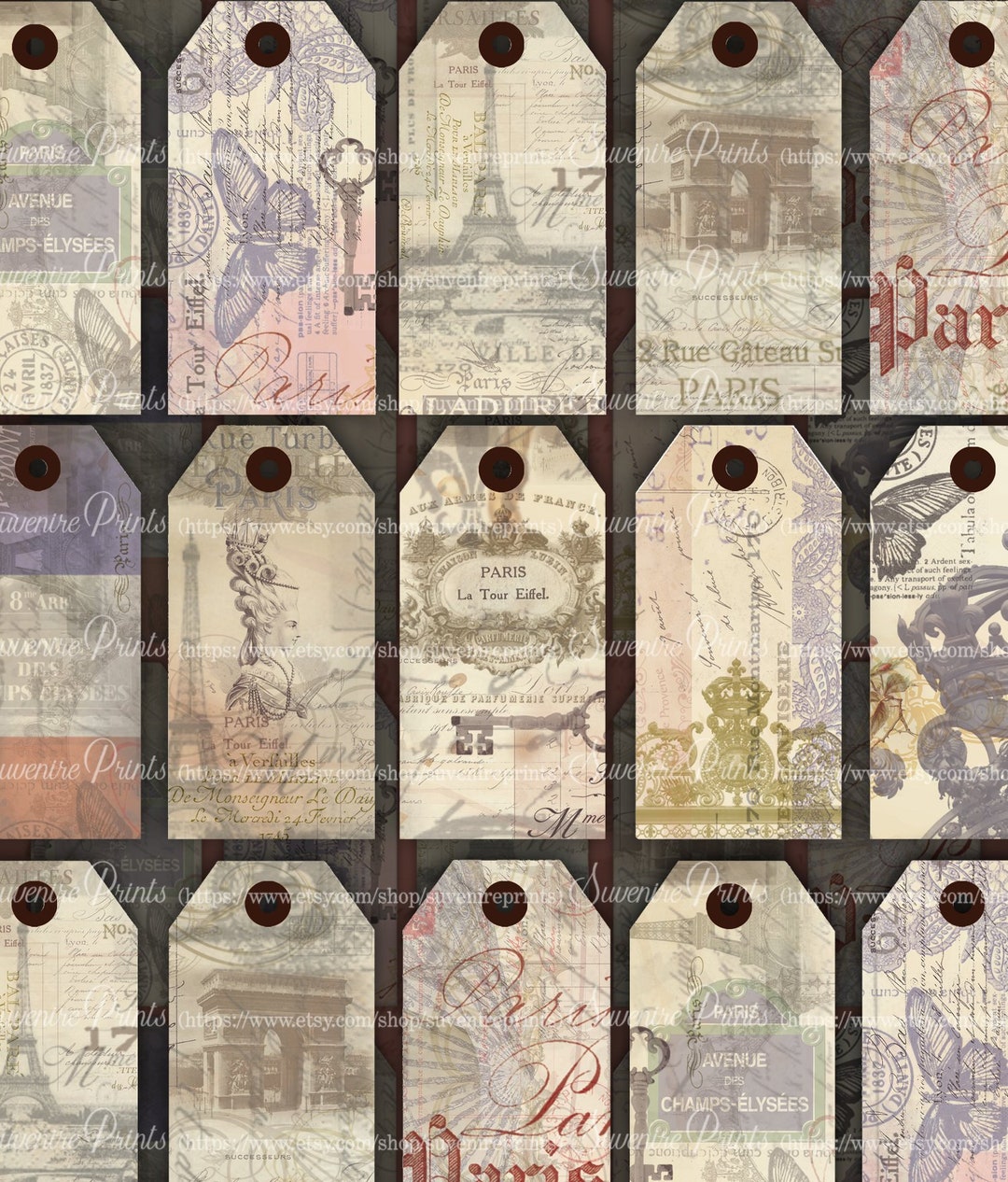 Printable VINTAGE PARIS Shabby Chic Gift TAGS for Any Occasion ...