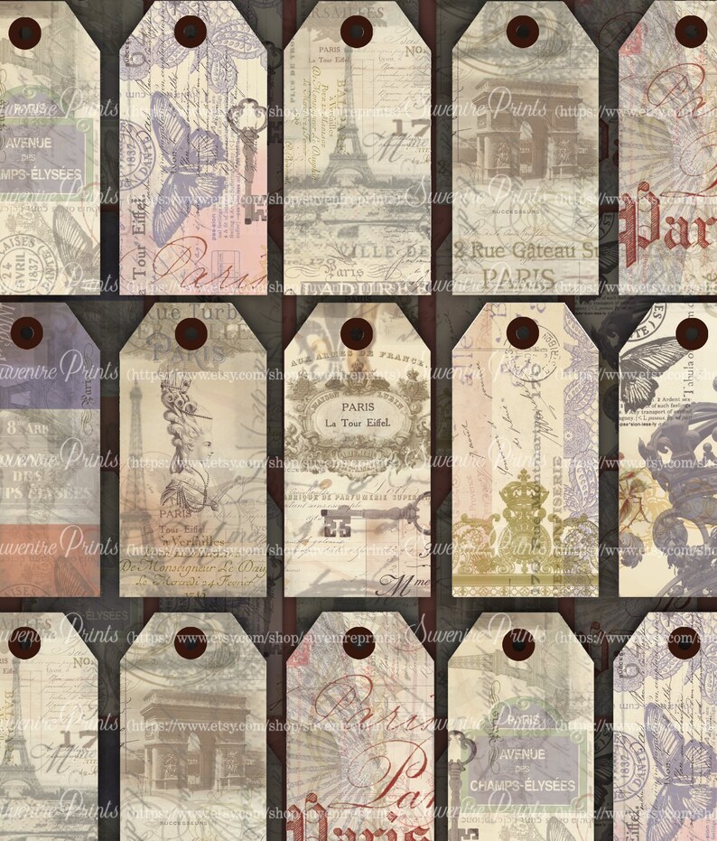VINTAGE PARIS Shabby Chic cadeau étiquettes à imprimer pour toute ...