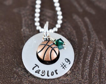 Personalized Basketball Necklace, Basketball Keychain, Basketball Player Gift, Basketball Team Gift, Basketball Coach Gift