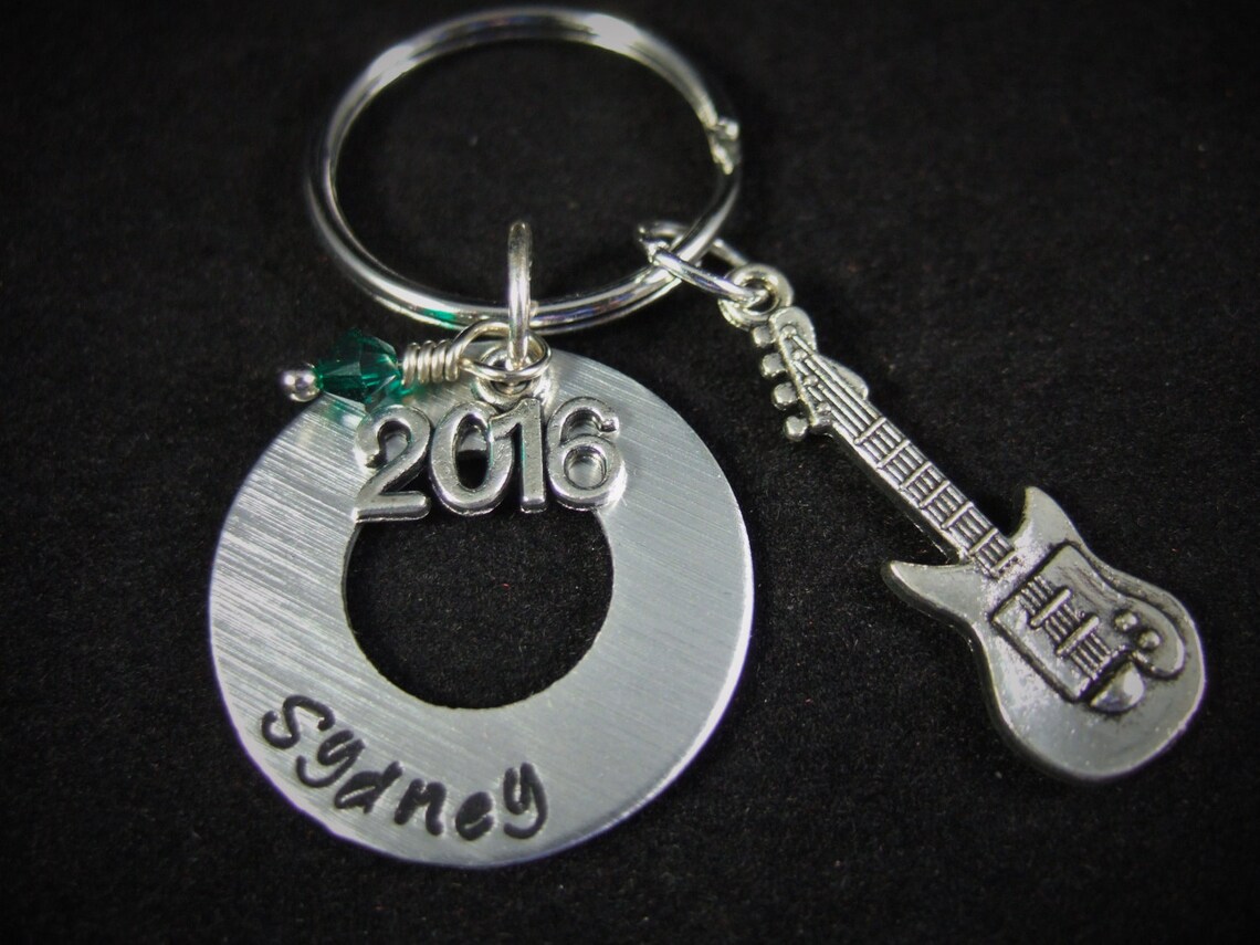 Personalized Guitar Keychain Customized Guitar Necklace Etsy
