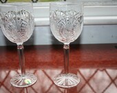2 Waterford Crystal quot Seahorse quot Large Goblets Super Condition Label on One 8.1 2 quot tall