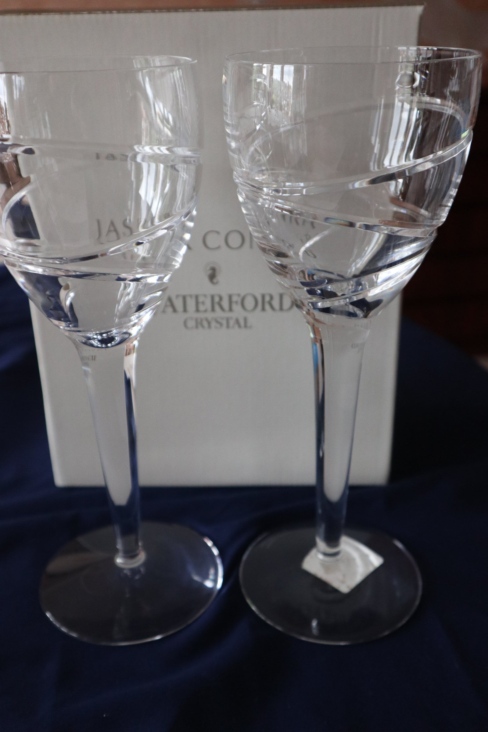 A Pair of aura Large Wine Glasses by Waterford Crystal Designed by