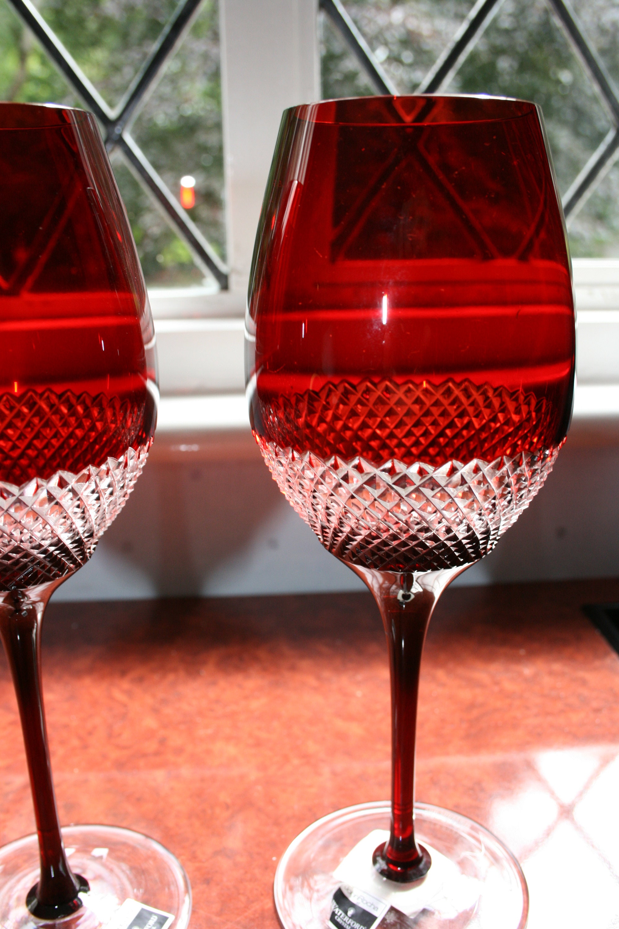 2 Waterford Crystal Lume Ruby Wine Glasses by John Rocha Etsy