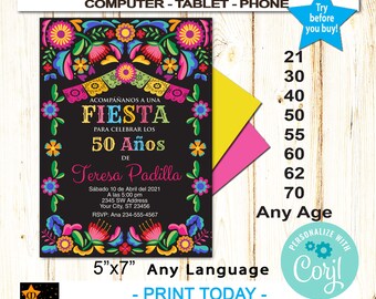 Mexican Invitation Template Etsy