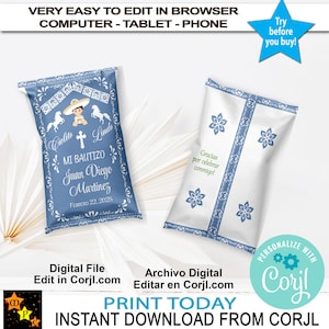 Mi Bautizo-doopchipzakje Mexicaans barro-thema, talavera-stijl, charrito, bewerken en downloaden in Corjl