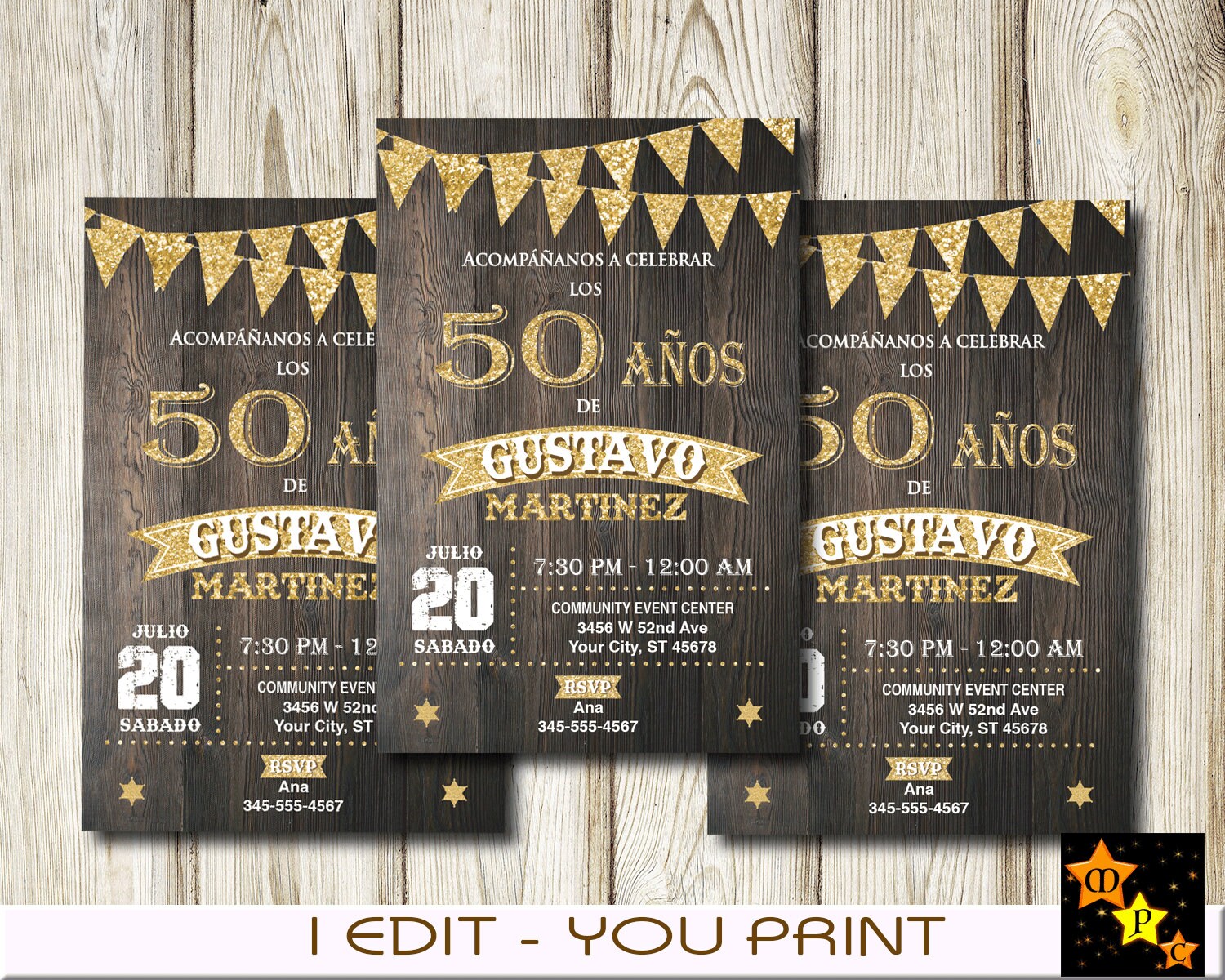 Spanish Western Cowboy Rustic Birthday Invitation Any Age Etsy