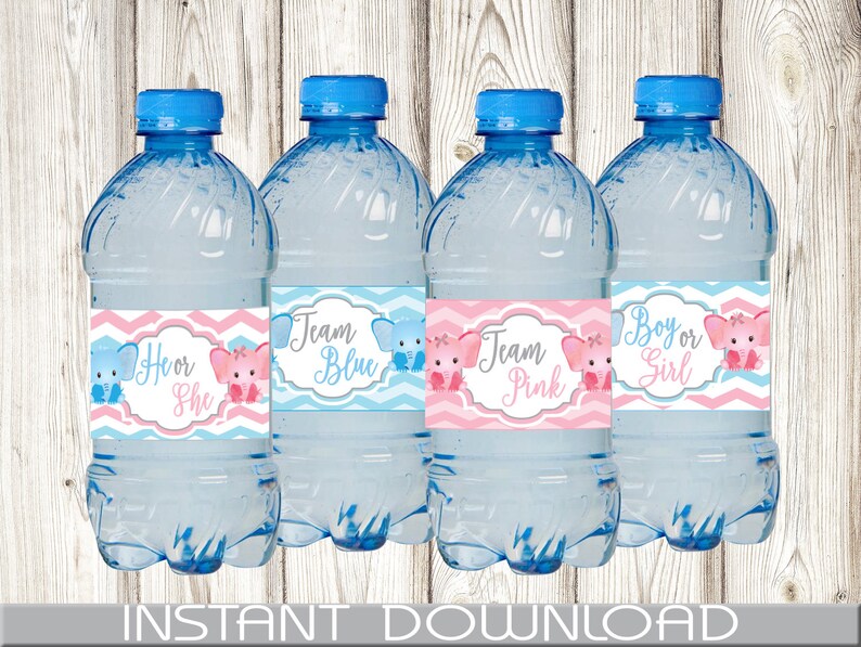 Gender Reveal Water Bottle Labels Gender Reveal Party Etsy