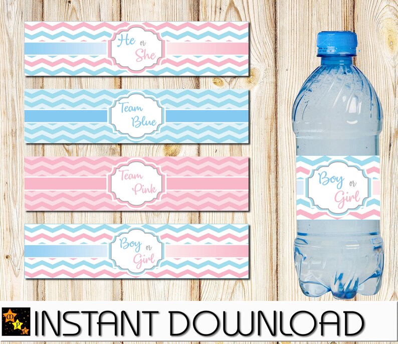 Gender Reveal Water Bottle Labels Gender Reveal Party Boy or Etsy