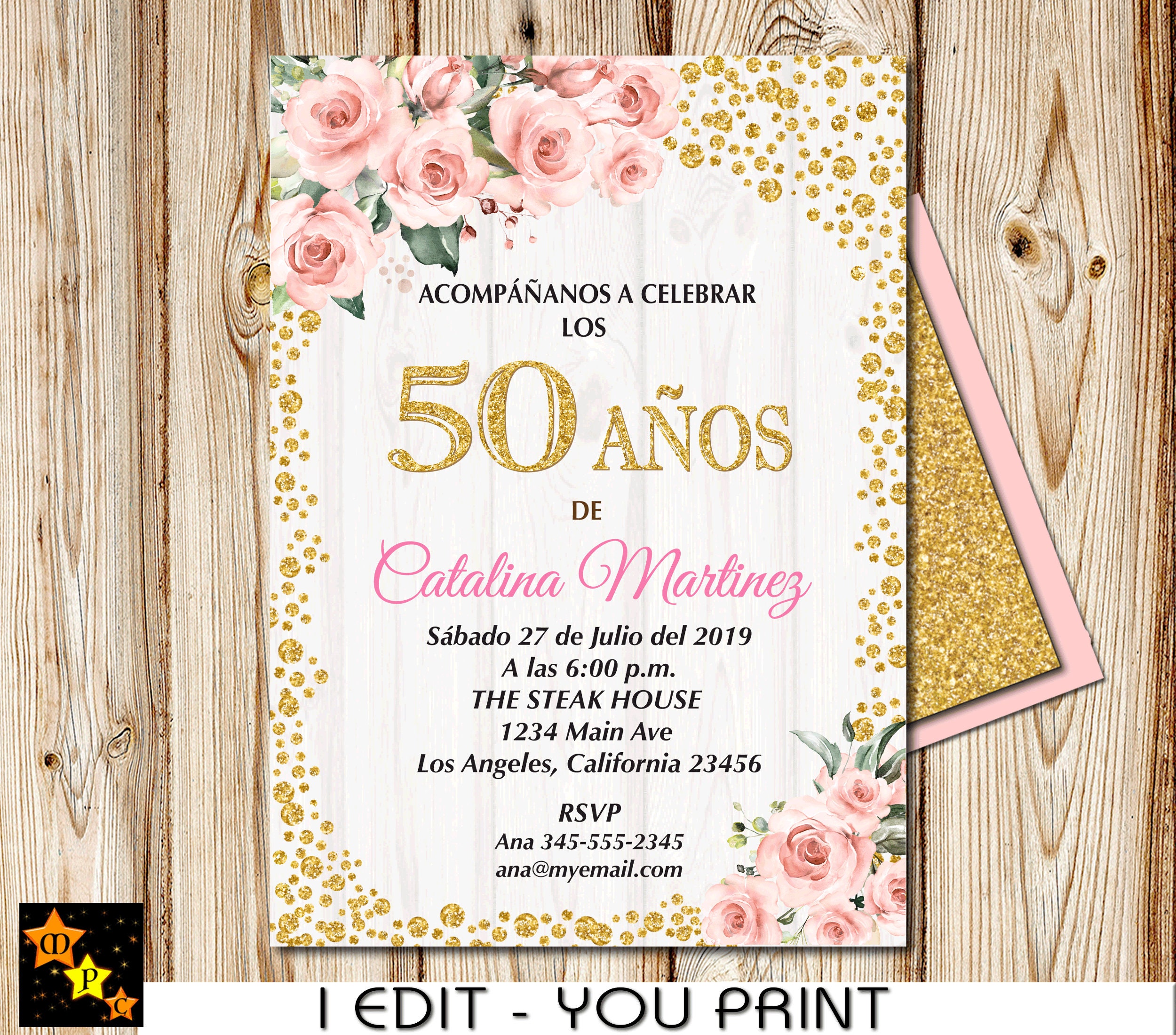 SPANISH 50th Birthday Invitation All Ages Floral Rustic | Etsy