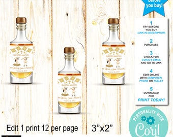 Paper Editable Edit in Corjl Gold Baptism Mini Liquor Bottle Labels ...