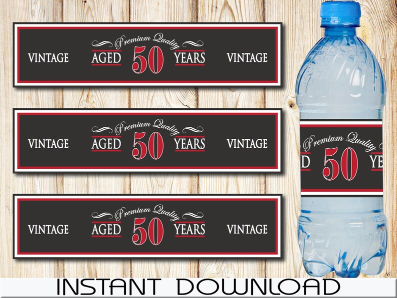 50th Birthday Water Bottle Labels Aged to Perfection | Etsy