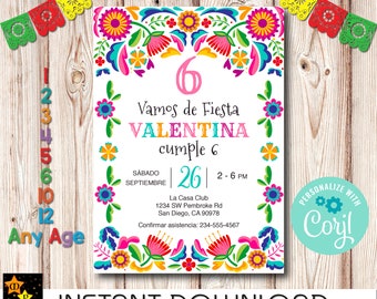 Mexican Fiesta Birthday Invitation, Corjl Template (Digital Download)