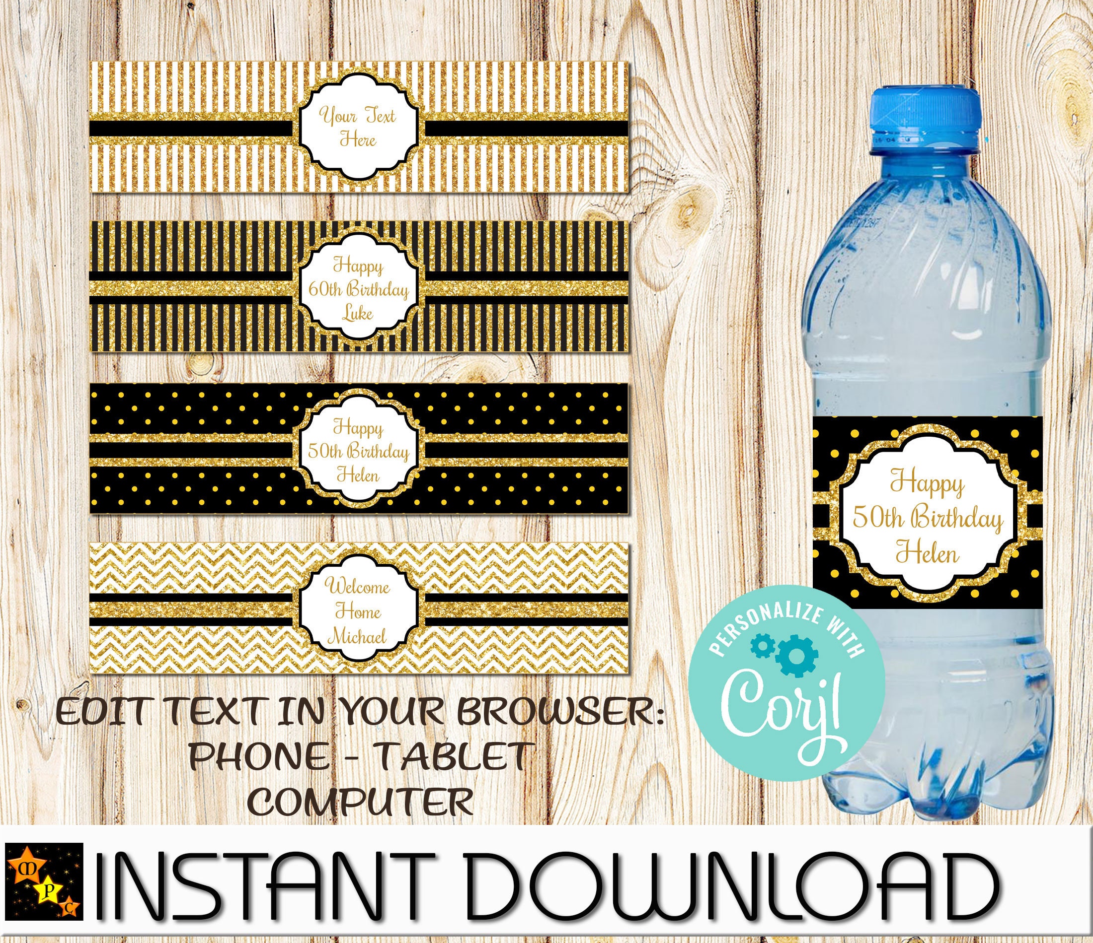 custom water bottle labels birthday
