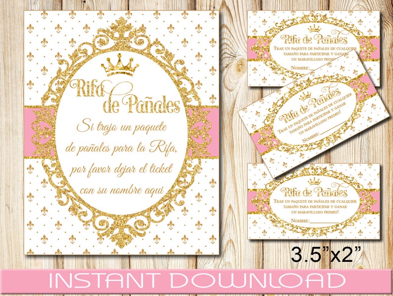 SPANISH Princess Baby Shower Invitation Girl White Pink and Etsy