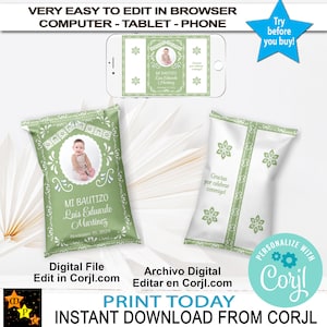 Mi Bautizo-doopselfotozakje Mexicaanse salie Barro-thema, talavera-stijl, bewerken en downloaden in Corjl