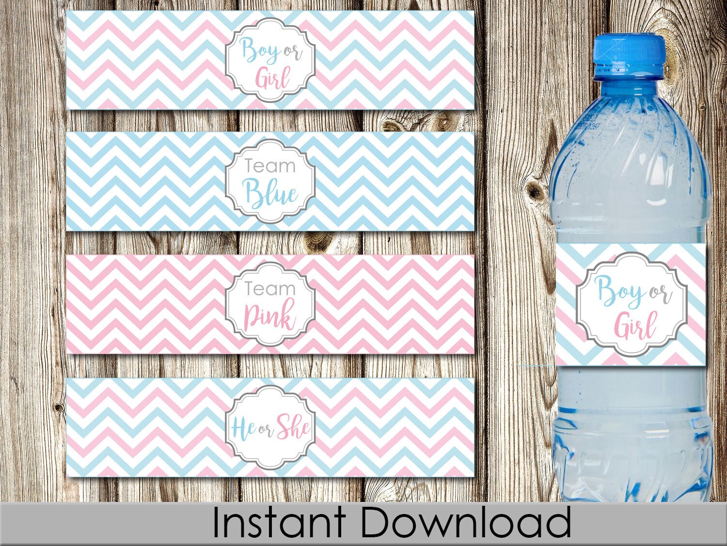 Gender Reveal Water Bottle Labels Gender Reveal Party Etsy