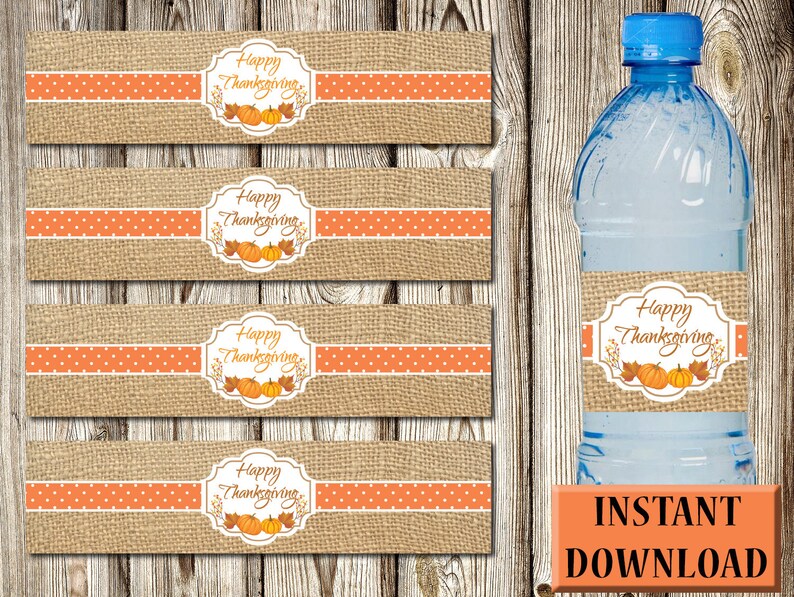 Thanksgiving water bottle labels