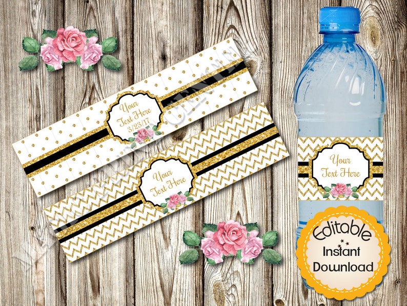 Printable,Birthday Bridal Celebration DIY, Water Bottle Labels Customized Instant Download