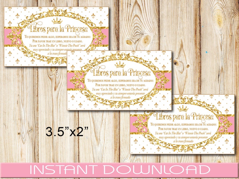 SPANISH Princess Baby Shower Invitation Girl White Pink and Etsy